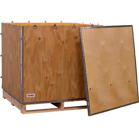 GLOBAL INDUSTRIAL 4 Panel Hinged Shipping Crate w/Lid & Pallet, 39-1/2L x 39-1/2W x 34-1/2H B2352219